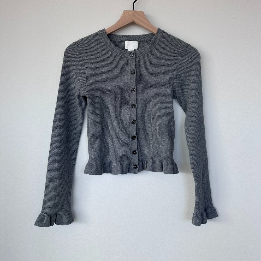 H&M Ribbed Sweater with Ruffle Hem size XS NWOT